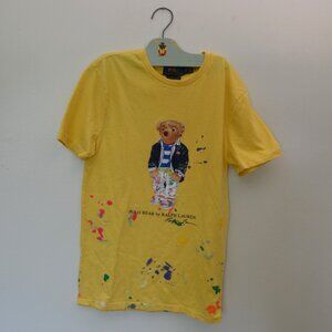 Polo Ralph Lauren Paint Splatter Bear Slim Fit T-Shirt Size Extra Small XS